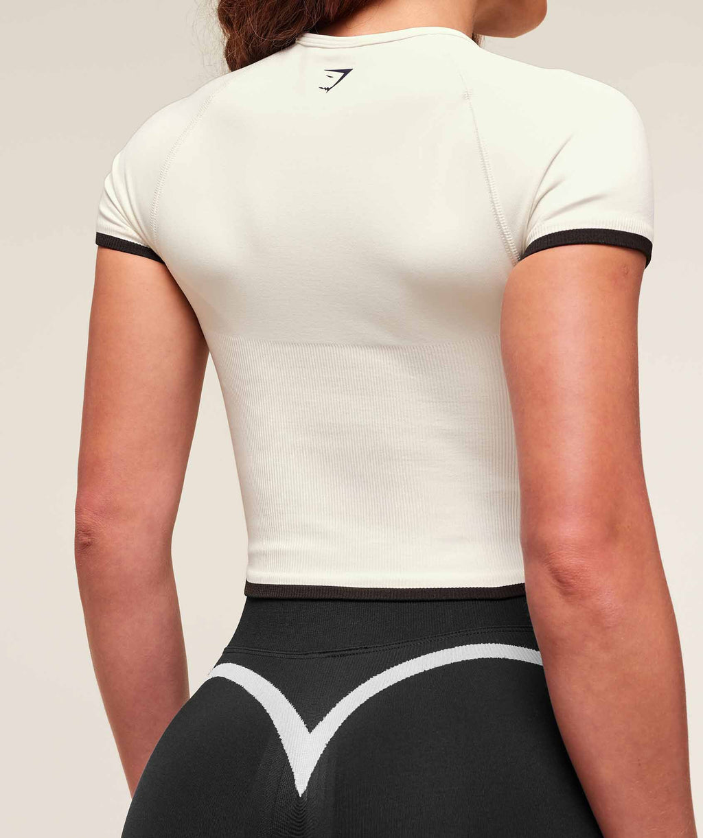 GYMSHARK LIFT VARSITY SEAMLESS MIDI SHORT SLEEVE TOP