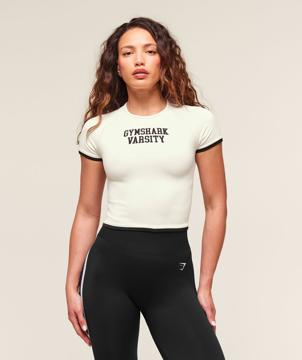 GYMSHARK LIFT VARSITY SEAMLESS MIDI SHORT SLEEVE TOP
