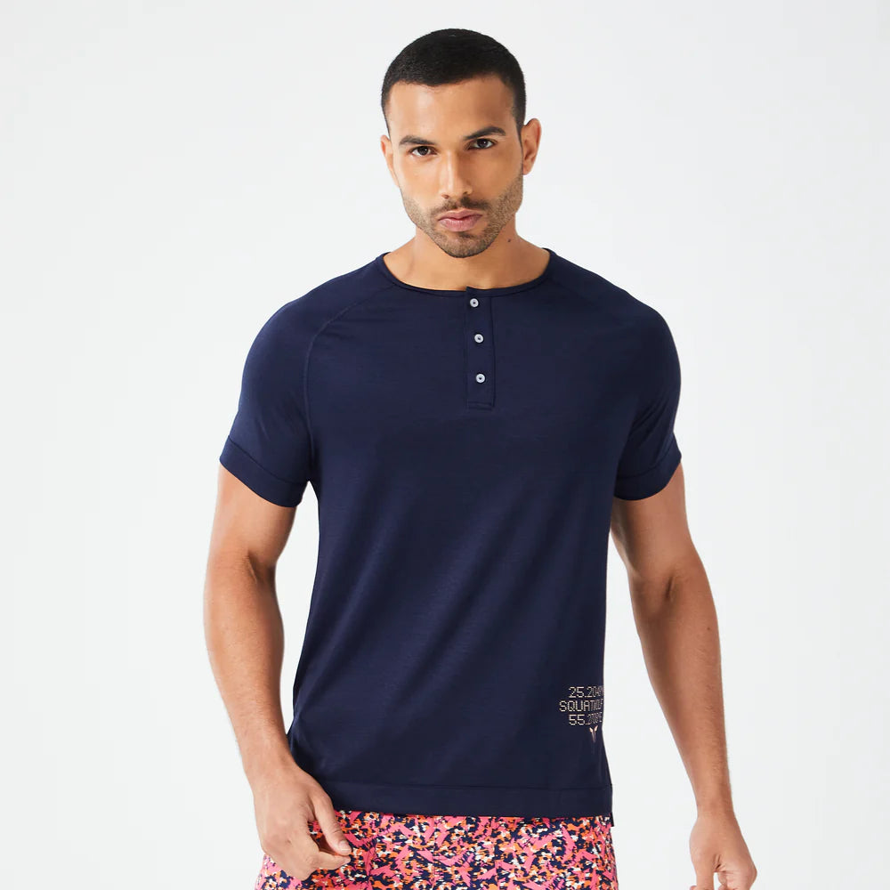 SQUATWOLF - CODE HENLEY TEE - NAVY